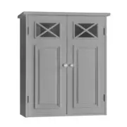 Gray Grey Wooden Medicine Cabinet Organizer Storage Shelf Doors Bath Wall Mount