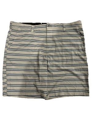 Volcom Shorts Mens Gray Blue Stripes Surfer Zip Fly Pockets Beach Board Size 42