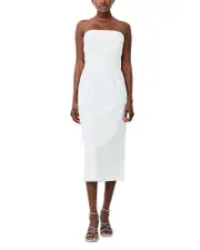 French Connection Echo Crepe Strapless Midi Dress 10