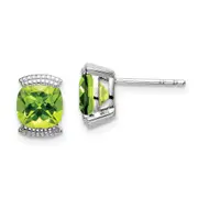 14k White Gold Peridot Post Earrings