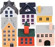KOMBIUDA 6pcs Miniature House Figurines Portable Decorative Ornaments for Mini Garden Lawn Desktop and Balcony Decor Realistic Micro Landscape Villa Models