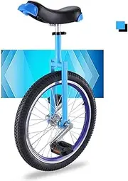 Starters Unicycle for Kids/Teenager/Young People, Height Adjustable 18" Wheel Leakproof Butyl Tire Wheel Cycling Outdoor Sports, Easy to Assemble (Color, Blue),Yellow Durable TDF