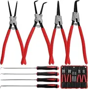 Keadic 8 Pcs 13" Internal External Snap Ring Pliers Set and Precision Hooks with Storage Bag, Heavy Duty Circlip Pliers Kit with Straight/Bent Jaw for Removing Ring Hose