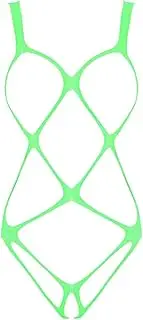 [GRRKDFQ] Women'S Erotic Costumes Hollow Fishnet Lingerie Open Cups Crotchless See-Through