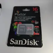 SanDisk Pixtor 16GB microSDHC UHS-I Class 10 Memory Card w/ Adapter Sealed NIB