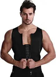 [Meichoon] Men Shapewear Vest Slimming Body Shaper 3 Rows of Hook & Eye Closure and Outer Zipper for Tummy Control