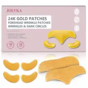 10PCS 24K Gold Forehead Anti Wrinkle Patches & 10Pair 24K Gold Eye Masks, Ant...