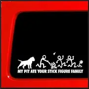 Sticker Connection | My Pit Ate Your Stick Figure Family | Pitbull Bumper Sticker Decal for Car, Truck, Window, Laptop | 2.7"x8" (White)