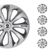 15" Sparco Sicilia Wheel Covers Hubcaps Silver Carbon Gray 4 Pcs