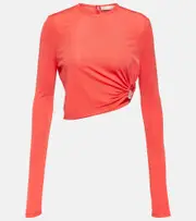 [Christopher Esber] Christopher Esber Embellished jersey crop top AU 14 pink