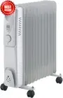 11-Fin 2400W Oil Heater with Thermostat & Safety Cut-Off – Portable & White