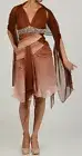 NEW Issue New York Sequin SILK Dress with Scarf -Ombre Browns -size 6