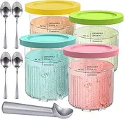 [Kssvzz] Creami Pint Containers Replacement for Ninja Creami Pints and Lids - 4 Pack 24oz Creamy Icecream Cups Compatible with Ninja NC500 & NC501 Series Deluxe 11-in-1 Ice Cream Maker, Dishwasher Safe