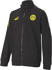 [PUMA] Kids' BVB ftblCulture Track Jacket, Black/Cyber Yellow, Size 152