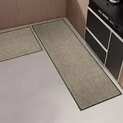 ZUNI 2PCS Cushioned Non-Slip Kitchen Rugs and Mats, Absorbent Runner Rugs and Comfort Standing Mats, Washable for Kitchen, Floor, Office, Home, 49x150cm, 45x75cm, Green