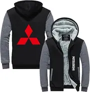 [GLLUSA] Men's Hoodie Jacket Sweater for M.i.tsubishi Print Hoody Casual Sweatshirt Warm Hooded Pullover Stitching Zip Long Sleeve Coat - Christmas Gift