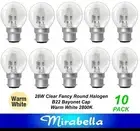 10 x 28W Clear Fancy Round Light Globes Bulbs Bayonet Cap BC B22 Halogen 28W=40W