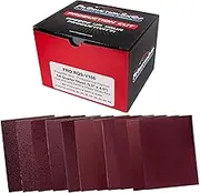 ProductionShop Premium 1/4 Sheet Size Red Sanding Sheets, 100 Sheet Variety Pack, Grits 40, 60, 80, 100, 150, 180, 220, 320, 400, 600, 800 - Hook & Loop Backing Sandpaper, Palm Sanders Sanding Block