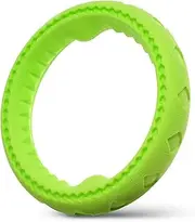 Fluffy Paws Dog Chewing Ring, 7" Soft Durable Rubber Ring Dental Chewing Biting Chasing Training Toy, Green for Small and Medium Dog Puppy