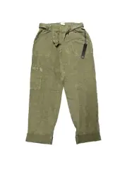 Nicole Miller Linen Blend Green Cargo Pants Women’s Size S NWT Boho Beach Nature