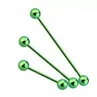 16G 14G Green PVD Plated Surgical Steel Industrial Nipple Tongue Ring Barbell