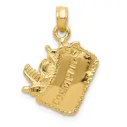 14k Yellow Gold Satin 3-D Cosmetic Pouch Pendant