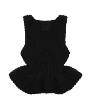 Slim fit peplum top in waffle wool S,XS,M black