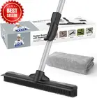 Pet Hair Removal Rubber Broom 3-in-1 Carpet Brush Squeegee 61" Handle + Cloth