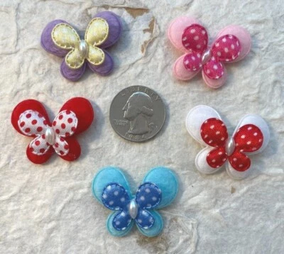 35 pcs x (1 3/8") 2-Layer Polka Dot Butterfly Padded Appliques ST400
