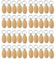 VUVRQHQYT 40 Pieces Blank Oval Key Chain Key Chain Pendant Key Ring Hooks and Rails
