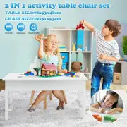 Kids Lego Activity Table Chair Set with Board Storage Building Block Toy Play Study Desk