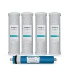Set of 5 Filters Fits GE GXRV10ABL01 RO Pre & Post Filter 50 GPD Membrane NSF