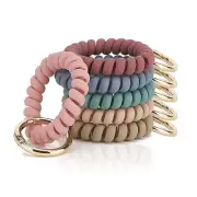 6PCS Wristlet Keychain, Colorful Spiral Coil Hair Tie Standard Matte(medium)