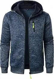 [Sprifloral] Mens Hoodies Fleece Sweatshirts Zip up Long Sleeve Jacket Zipper Hooded Top