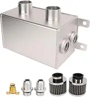 1200ml Oil Catch Can Kit Engine Twin Baffle Dual Filter Oil Tank Reservoir AN8 Hose Fitting, Engine Oil Catch Can Tank With 2 Air Filters Can Breather Kit (Silver)