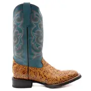 Ferrini Kai Embroidered Square Toe Cowboy Mens Blue, Brown Casual Boots 4259361
