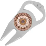 Mandala Pattern Golf Ball Marker Divot Repair Tool Bottle Opener