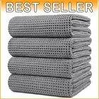Luxurious Quick Dry Oversize Bath Towels 30x60 - 4 Pack in Gray Waffle Weave