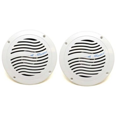 Pontoon Boat Water Resistant Speakers 6 Inch 25W 4 Ohms White - Pair