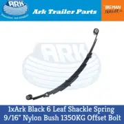 2x Ark Black 6 Leaf Shackle Spring 9/16" Nylon Bush 1350KG Offset Bolt SEEO616