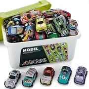 30 Pack Pull Back Toy Cars with Storage Box, Party Favors Treasure Box Toys for Classroom Prizes Mini Vehicles Race Cars Bulk Xmas Gifts Pinata Goodie Bag Stocking Stuffers for Boys Girls Toddlers