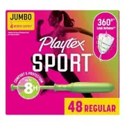 Playtex Sport Tampons Regular Absorbency, Fragrance-Free - 48ct | Regular...