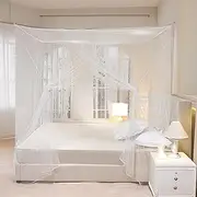 PARFINER Mosquito Net Bed Canopy, Mesh Netting, White 80 inch