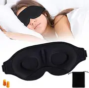 Eye Mask for Sleeping, 1 Pcs Sleep Mask, 3D Eye Mask For Sleeping Women And Men, Blackout Sleeping Mask No Eye Pressure With Storage Pouch, Earplugs, Travel Accessories Design 3D Cutout Eye Movement