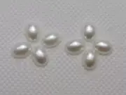 500 Pure White Acrylic Oval Half Pearl Bead 6X8mm Flatback Gem Scrapbook Craft