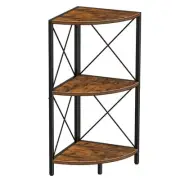 Corner Shelf with Metal Frame, 3 Tier Rustic Corner 3-Tier Rustic Brown