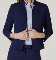 Anne Klein Women's Blue Star-Collar Open-Front Blazer Jacket Plus 10