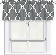 LHBWCVN Quatrefoil Grey Valances for Windows, Rod Pocket Window Treatment Drapes Farmhouse Kitchen Curtains Short Blackout Window Curtains for Living Room Bedroom Decor 54x18 Inch