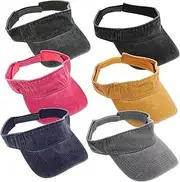 [COMPUKAS] 6pcs Vintage Baseball Cap for Women: Washed Ponytail Hat with Wide Brim for Hiking and Outdoor Sports - Adjustable Sun Visor Hat with Ponytail Hole