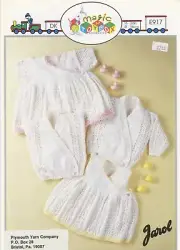 Baby Dresses, Cardigan, Vest - Plymouth Yarn Knitting Pattern E917 - DK 16"-22"